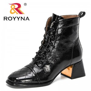 ROYYNA 2022 New Designers High Quality Ankle Boots Women Thick Sools Lace Up High Top Boots Ladies Luxury Brand Fashion Botas