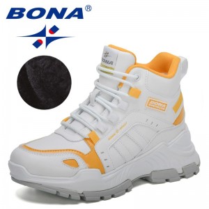 BONA 2022 New Designers Platform Ankle Boots Women Plush Snow Boots Warm Casual Sneakers Ladies Cormfort Zapatillas Mujer Botas