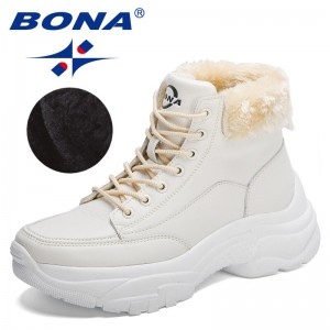 BONA 2022 New Designers Short Plush Ankle Boots Women High Top Warm Snow Shoes Ladies Handmade Wedges Platform Boots Feminimo