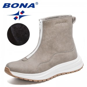 BONA 2022 New Designers Thick-soled Casual Large Size Short Boots Women Flock Plush Ankle Boots Ladies Comfort botas de mujer