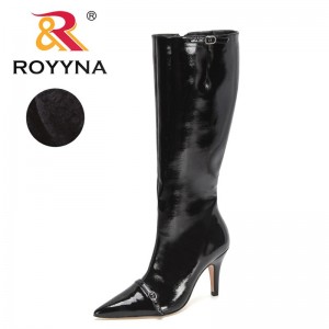 ROYYNA 2022 New Designers Over The Knee Women Boots Stretch High Heel Shoes Ladies Pointed Toe Metal Buckle Long Boots Feminimo