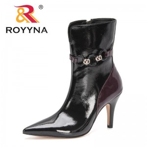 ROYYNA 2022 New Designers Ankle Boots Soft Patent Leather Boots Women High Top Buckle Autumn Winter Zipper Boots Ladies Trendy