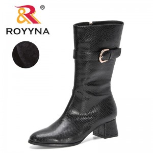 ROYYNA 2022 New Designers Knee High Boots Women Chunky Low Heeled Riding Boots Ladies Zip Brand Fashion Short Plush Footwear