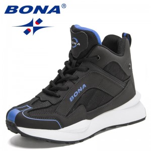 BONA 2022 New Designers High Top Vulcanize Shoes Women Platfrom Wedges Shoes Ladies Chunky Sneakers Female Walking Shoes Trendy