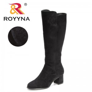 ROYYNA 2022 New Designers Brand Thigh Knee High Boots Women Fashion Short Plush Heels Zippers Boots Ladies Party Shoes Comfort
