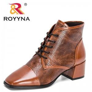 ROYYNA 2022 New Designers Lace Up Anlke Boots Women Sexy Luxury Brands High Heels High Top Boots Ladies Excellent Comfy Boots