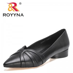 ROYYNA 2022 New Designers Brand Shoes Ladies Black Genuine Leather Pointed Toe Heels Party Handmade Pumps Women Office Shoes
