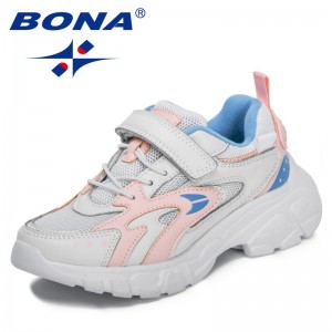 BONA 2022 New Designers Light Sneakers Mesh Breathable Sport Shoes Children Jogging Walking Resistant Outdoor Casual Shoes Child