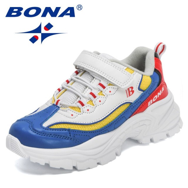 BONA 2022 New Designers Sport Shoes For Boys Running Sneakers Girls Casual Breathable Children's Fashion Shoes Platform Children