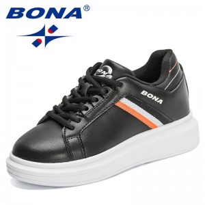 BONA 2022 New Designers Platform Sneakers Casual Vulcanized Shoes for Women Flats Student Light Breathable Lovers Outdoor Shoes