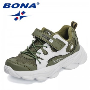 BONA 2022 New Designers Running Shoes Brand Kids Sneakers Sport Fashion Casual Children Walking Shoes Boy Athletic Jogging Shoes