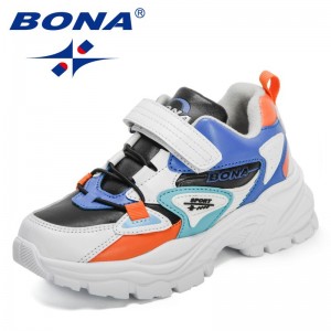 BONA 2022 New Designers Running Shoes for Boys Breathable Children Sneakers Fashion Shoes Jogging Walking Shoes Child Footwear