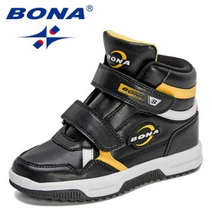 BONA 2022 New Designers High Top Sneakers Kids Sports Shoes Girls Winter Casual Walking Shoes Boys Sport Jogging Shoes Children
