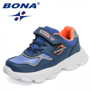 BONABONA 2022 New Designers Sport Shoes Boys Running Sneakers Casual Shoes Children Breathable Fashion Shoes Kids Walking Shoes Girl