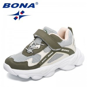 BONA 2022 New Designers Tenis Sneakers Fashion Sport Running Shoes Children Breathable Mesh Casual Comfort Walking Shoes Child