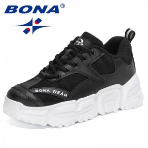 BONA 2022 New Designers Classics Fashion Korean Style Chunky Sneakers Women Platform Autumn Breathable Casual Shoes Ladies Comfy