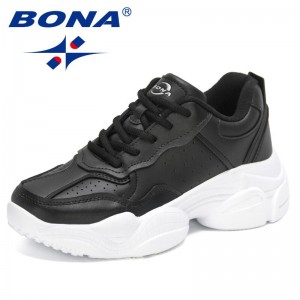 BONABONA 2022 New Designers Classic White Platform Sneakers for Women High Quality Shoes Casual Height Increasing Footwear Feminimo