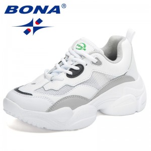 BONA 2022 New Designers Luxury Brand Casual Sneakers Women High Quality Comfortable Thick-Soled Walking Shoes Ladies Breathable