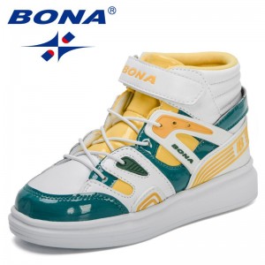 BONA 2022 New Designers High Top Casual Shoes Children Platform Sneakers Kids Anti-slippery Fashion Tenis Walking Shoes Child