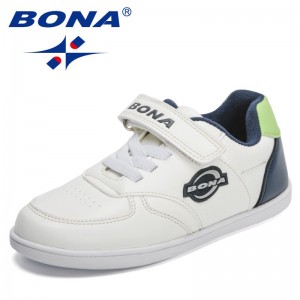 BONABONA 2022 New Designers Running Shoes Children Casual Sneakers Child Trainers Black White Jogging Walking Shoes Kids Footwear