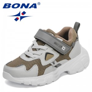 BONA 2022 New Designers Breathable Sneakers Kids Sprots Shoes Boys Running Shoes Child Tenis Jogging Walking Footwear Children