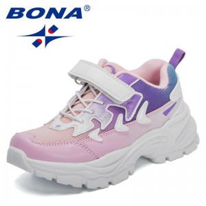 BONA 2022 New Designers Trendy Breathable Mesh Children Sneakers Anti Slippery Eva Fashion Shoes Child Sport Jogging Footwear