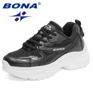 BONA 2022 New Designers Platform Sneakers White Shoes Woman Vulcanize Shoes Femme Luxury Brand Dad Shoes Feminimo Soft Feminino
