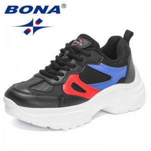BONA 2022 New Designers Brand Sneakers Women Sports Casual Shoes Female Breathable Mesh Shoes Ladies Platform Vulcanized Shoes