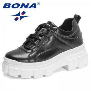 BONA 2022 New Designers Fashion Sneakers Leisure Flat Platform Shoes Women Non-slip Wear-resistant Light Walking Shoes Feminimo
