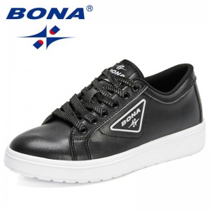 BONA 2022 New Designers Classics Vulcanized Shoes Women Popular Sneakers Ladies Lace-up Casual Shoes Breathable Lover Shoes Soft