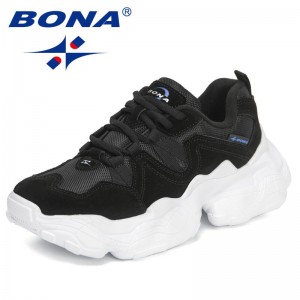 BONA 2022 New Designers Casual Shoes Women Fashion Breathable Walking Mesh Flat Shoes Sneakers Ladies Vulcanized Platform Shoes