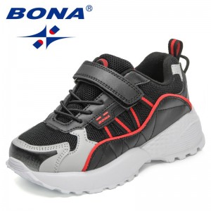 BONABONA 2022 New Designers Trend Sneakers Children Sport Shoes Fashion Casual Shoes Kids Autumn Breathable Tenis Running Shoes Soft