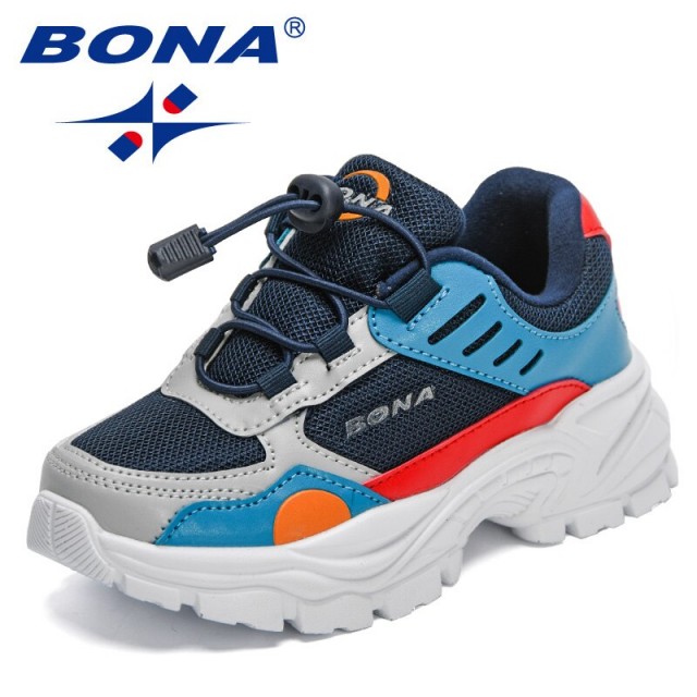BONA 2022 New Designers Sport Shoes Boys Breathable Mesh Casual Sneakers Children Lightweight Running Shoes Girls Walking Shoes