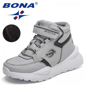 BONA 2022 New Designers Fashion High Top Boots Boys Lightweight Comfortable Keep Warm Snow Boots Children Plush Winter Boot Girl