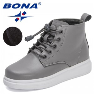 BONA 2022 New Designers Platform Outdoor Snow Shoes Children Warm Plush Non-slip Sport Shoes Kids Fashion High Top Boot Boy Girl