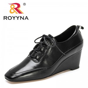 ROYYNA 2022 New Designers Heeled Pumps Shoes Women Genuine Leather Lace Up High Heels Quality Shoes Ladies Office Dress Shoes