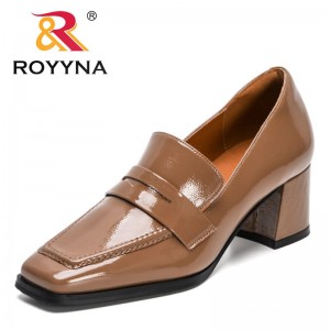 ROYYNA 2022 New Designers Classics Pumps Women Chunky Heels Loafers High Heels Patent Leather Square Toe Party Shoes Ladies