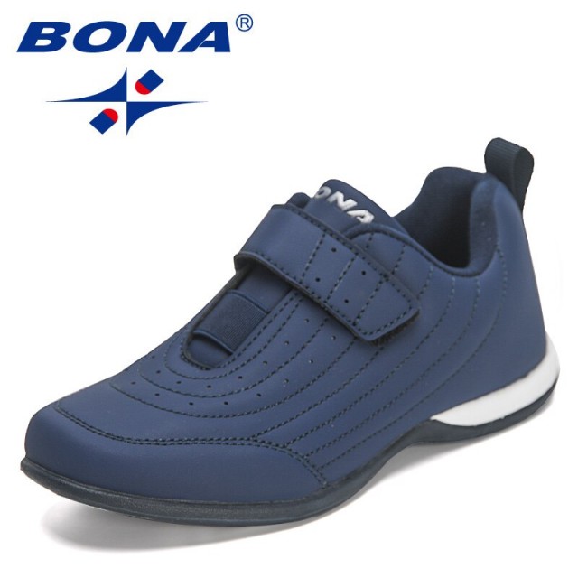 BONA 2022 New Designers Light Sneakers Sport Shoes Boys Hook&Loop Running Breathable Casual Shoes Girls Children Walking Shoes