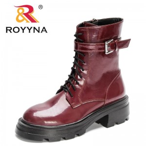 ROYYNA 2022 New Designers Autumn Boots Patent Leather Fashion Casual Ankle Boots Ladies British Style Round Toe Boots Women