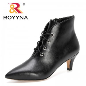 ROYYNA 2022 New Designers Lace Up Ankle Boots Women High Heels Fashion Shoes Ladies Pointed Toe Thin Heels High Top Boots Woman