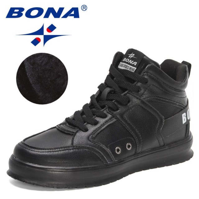 BONA 2022 New Designers Casual Solid Plush Winter Shoes Men High Top Sneakers Man High Quality Flats Leisure Walking Footwear