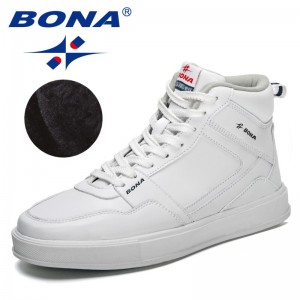 BONA 2022 New Designers Platform Ankle Boots Plush Dress Boots Men Casual High Top Shoes Man High Quality Vulcanized Footwear