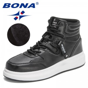 BONA 2022 New Designers Platform Plush Winter Boots for Men Luxury Brand High Top Shoes Man Black Rubber Ankle Boots Mansculino