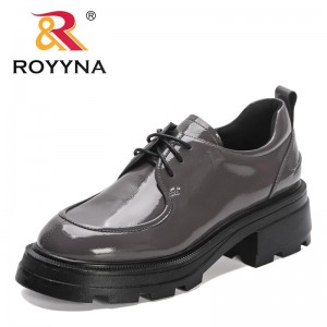 ROYYNA 2023 New Designers Black Gray Platform Pumps Women Round Toe Chunky Heel Vintage Shoes Ladies High Heel Office Dress Shoe