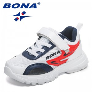 BONA 2023 New Designers Popular School Sports Mesh Shoes For Kids Tennis Casual Sneakers Children Running Jogging Shoes Girl Boy