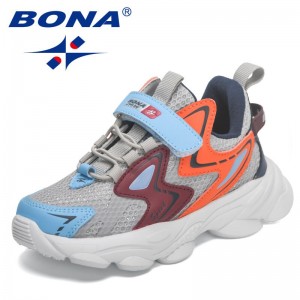 BONA 2023 New Designers Casual Shoes Fashion Comfortable Shoes For Boys Girls Breathable Mesh Sneakers Kids Walking Jogging Shoe