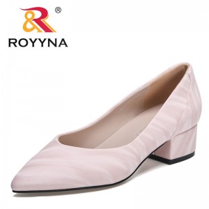 ROYYNA 2023 New Designers Pointed Toe Shallow Mouth Shoe Women Thick-heeled Fashion Shoes Ladies Plus Size 43 Zapatos Para Mujer