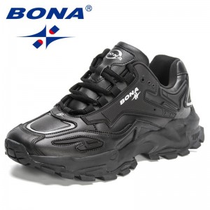 BONA 2023 New Designers Trendy Running Sneakers Men Outdoor Hard-wearing Athletic Shoes Man Fashion Footwear Black All-match