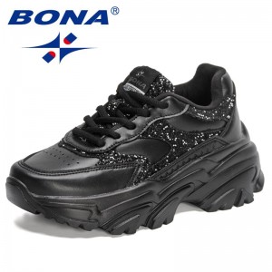 BONA 2023 New Designers Wedge Platform Sneakers Women Fashion Plus Size Casual Shoes Ladies Lace-up Breathable Walking Footwear