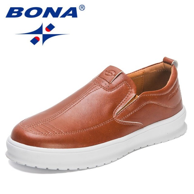BONA 2023 New Designers Outdoor Casual Shoes Men Soft Loafers Flat Walking Shoe Platform Footwear Man Vulcanize Shoes Mansculino